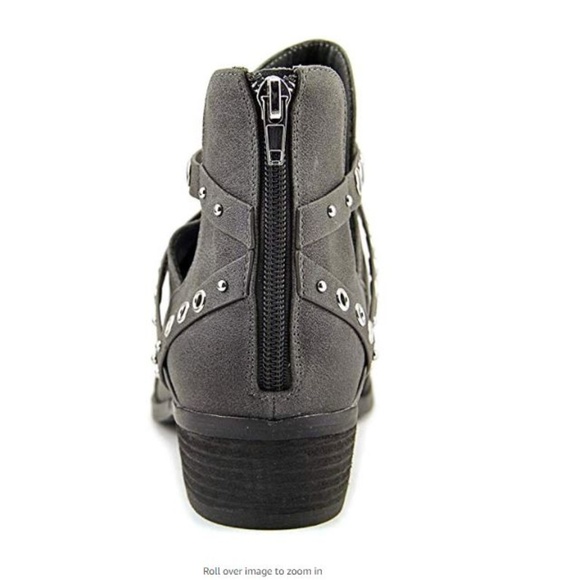 NIB Not Rated Takayama Gray Grommet Embellished Crisscross Flat Bootie, Size 6.5 - Picture 3 of 5